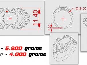 jewelry ring with stones 3D Print Model