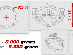 viking ring valknut 3D प्रिंट मॉडल