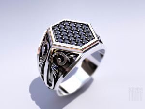 rings with stones and patterns 3D प्रिंट मॉडल