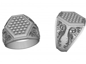 rings with stones and patterns Modèles 3D en vedette