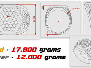 rings with stones and patterns Modèles 3D en vedette