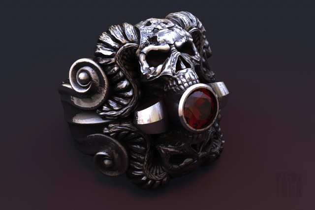 mystical ring with skull and horns Modèles 3D en vedette .c4d .max .obj .3ds .fbx .stl .blend 