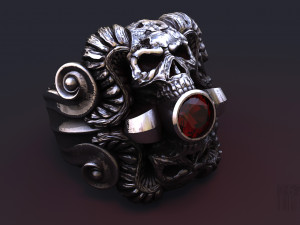mystical ring with skull and horns 3D Baskı Modeli