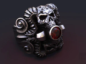 anello mistico con teschio e corna Modello di stampa 3D