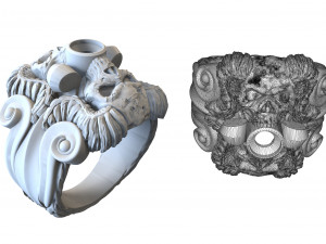 mystical ring with skull and horns Modèles 3D en vedette
