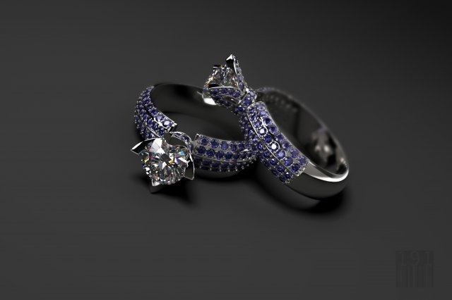 diamond and stone ring 3D Print Model .c4d .max .obj .3ds .fbx .stl .blend