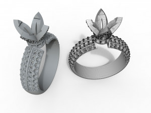 diamond and stone ring 3D Print Model