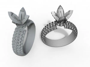 diamond and stone ring 3D Print Model