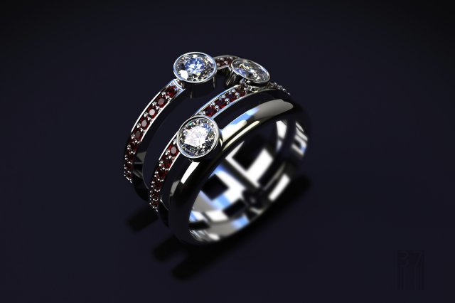 ring with precious stones 3D Принт Модель .c4d .max .obj .3ds .fbx .stl .blend