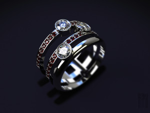 ring with precious stones 3D Print Model