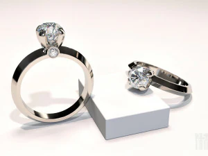 女性の石の指輪 3Dプリントモデル