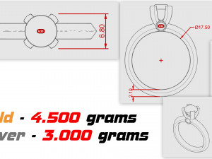 women ring with stones Model do druku 3D
