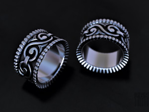 Silver ring with patterns 3D Print Model