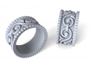 Silver ring with patterns 3D Print Model
