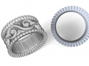 Silver ring with patterns 3D Print Model
