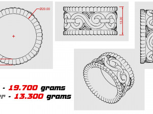 Silver ring with patterns 3D Print Model