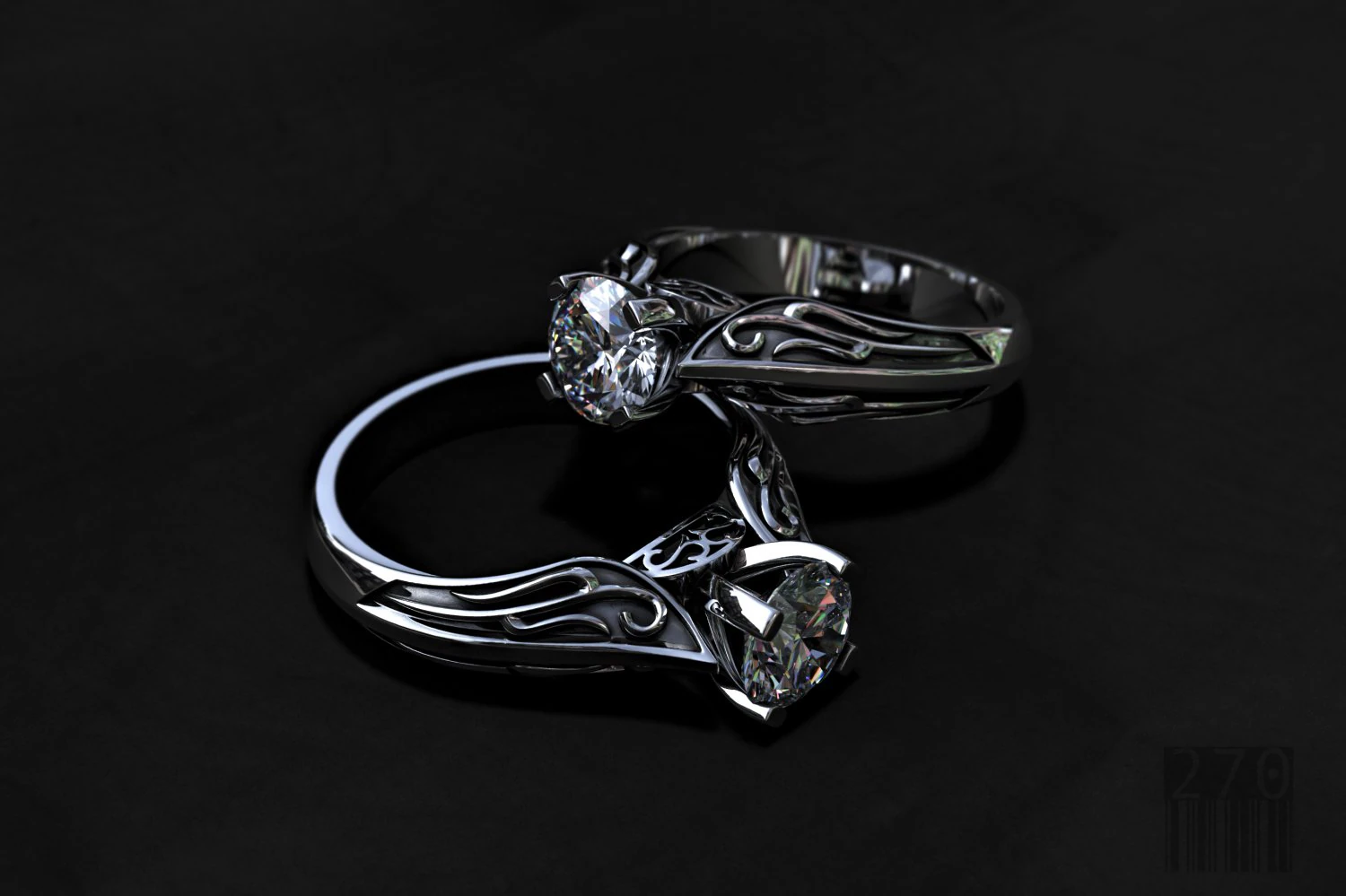 Diamond ring and patterns 3D Print Model .c4d .max .obj .3ds .fbx .stl .blend 