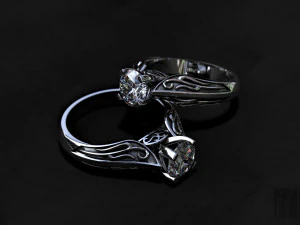 Pierścionek z brylantem i wzory Model do druku 3D