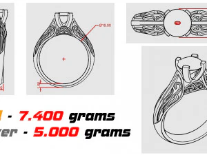 Diamond ring and patterns 3D Print Model