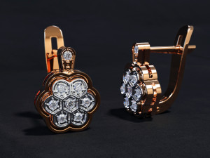 petals earrings with stones Modèles 3D en vedette