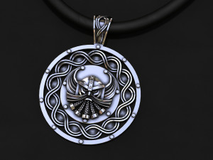 Silver pendant with god one patterns 3D Print Model