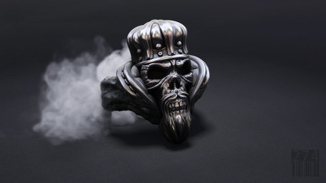 Skull ring with crown 3D Baskı Modeli .c4d .max .obj .3ds .fbx .stl .blend 
