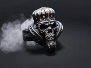 Skull ring with crown 3D Print Model
