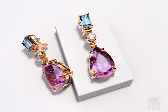 earrings with stones 3Dプリントモデル .c4d .max .obj .3ds .fbx .stl .blend 