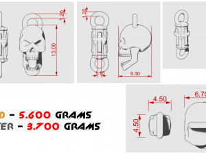 Chain link skull with cross 3D-printmodel
