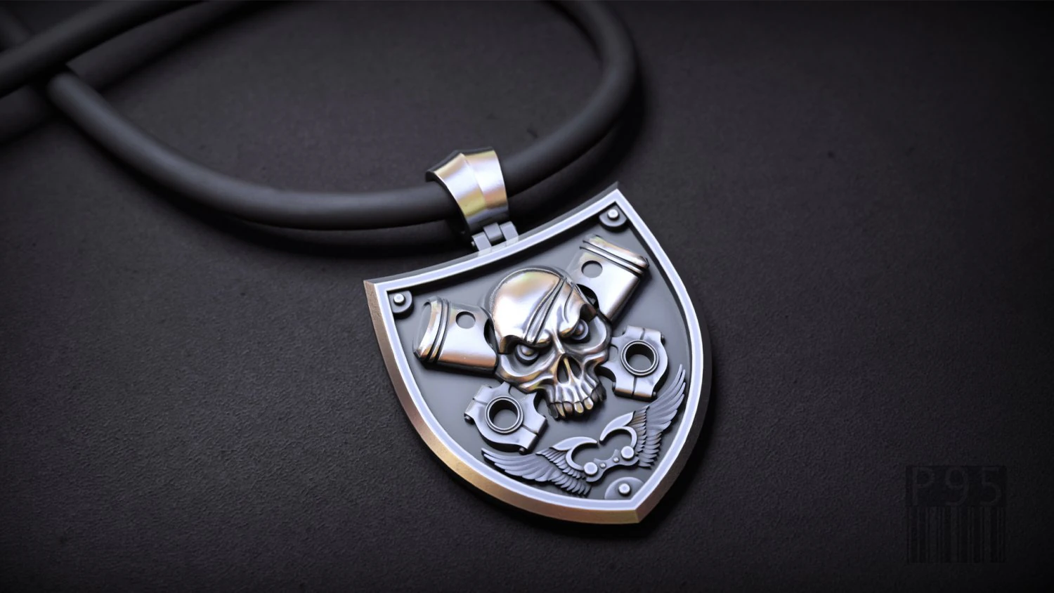 Skull pendant piston 3D Print Model .c4d .max .obj .3ds .fbx .stl .blend 