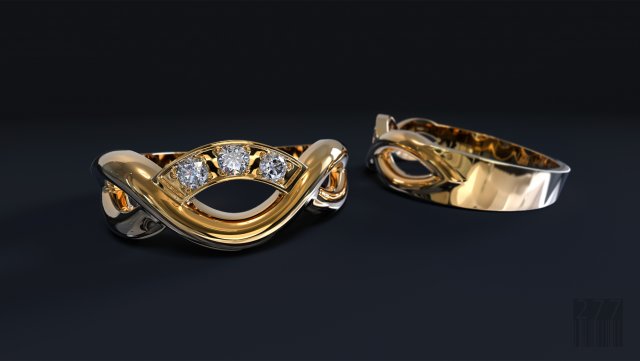 women ring in the form of braids with diamonds Modelo de Impressão 3D .c4d .max .obj .3ds .fbx .stl .blend 