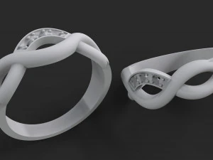 women ring in the form of braids with diamonds 3D Print Model