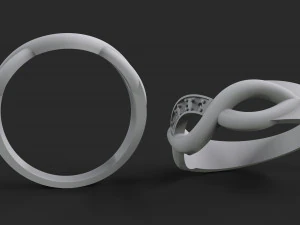 women ring in the form of braids with diamonds 3D Print Model