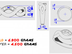 women ring in the form of braids with diamonds Modelo de Impressão 3D