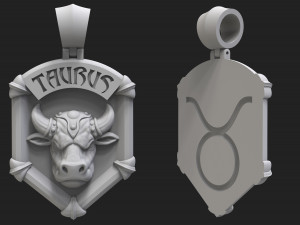 Silver taurus constellation pendant for 3d printing and cnc Model Cetak 3D