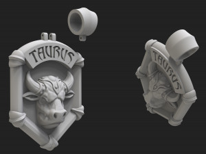 Silver taurus constellation pendant for 3d printing and cnc Model Cetak 3D