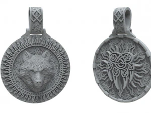 Pendant of the wolf and the paw of the wolf 3D Print Model