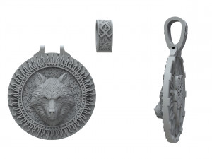 Pendant of the wolf and the paw of the wolf 3Dプリントモデル