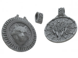 Pendant of the wolf and the paw of the wolf 3Dプリントモデル