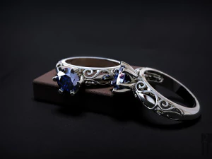 ring with big stone and patterns 3D Print Model