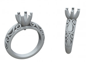 ring with big stone and patterns Modèles 3D en vedette