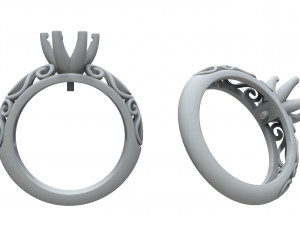 ring with big stone and patterns Modèles 3D en vedette