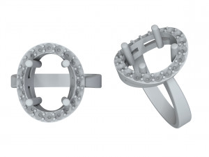 ring with large oval stone 3D Print Model