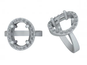 ring with large oval stone 3D Print Model