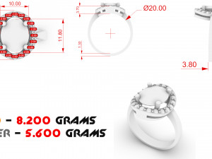ring with large oval stone 3D Print Model