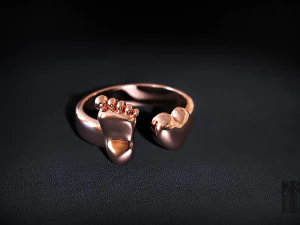 ring with baby foot and heart 3D Print Model