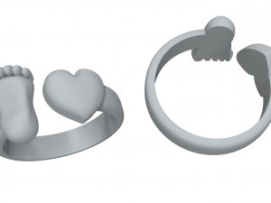 ring with baby foot and heart Modello di stampa 3D