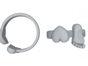 ring with baby foot and heart Modello di stampa 3D