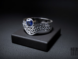 ring with stone and pattern 3D Print Model