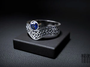 पत्थर और पैटर्न के साथ अंगूठी 3D प्रिंट मॉडल